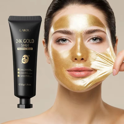 24K Gold Snail Collagen Peel off Tearing Face Mask Deep Cleansing Remove 