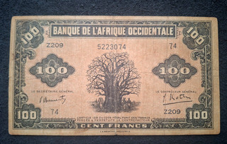 BILLET DE 100 FRANCS AFRIQUE OCCIDENTALE DU 14 12 1942 TB.