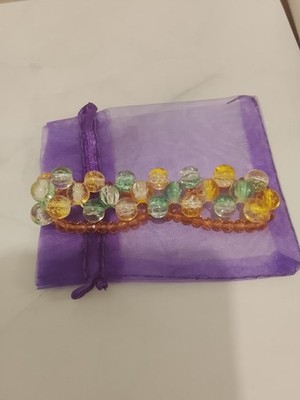 Ostern grün & goldgelb Muster Handarbeit Stretch Armband 6''