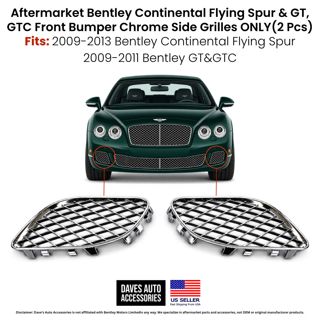 Bentley Continental Flying Spur 2013 Front Left, right Side grilles Pair Chrome