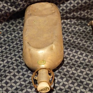 Vintage Metal Canteen Ceramic Stopper Wire Bail Militaria