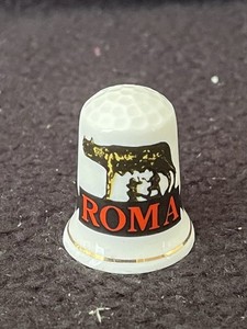 Vtg Roma Bone China Capitoline Wolf Nursing Romulus & Remus Collectable Thimble