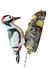 Woodpecker Bird Door Knocker Bell Ringer Striker Cast Iron Chain Wood Picidae