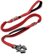 Tactical Dog Leash Heavy Duty, 4-6FT Shock Absorbing Bungee Lead with 2 Padded H