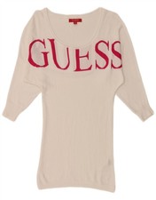 GUESS Womens Graphic 3/4 Sleeve Jumper Dress UK 6 XS White Viscose DA09