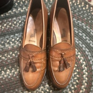 Allen Edmonds Brown Leather Slip-On Tassel Loafer Flats Almond Toe US 14 B