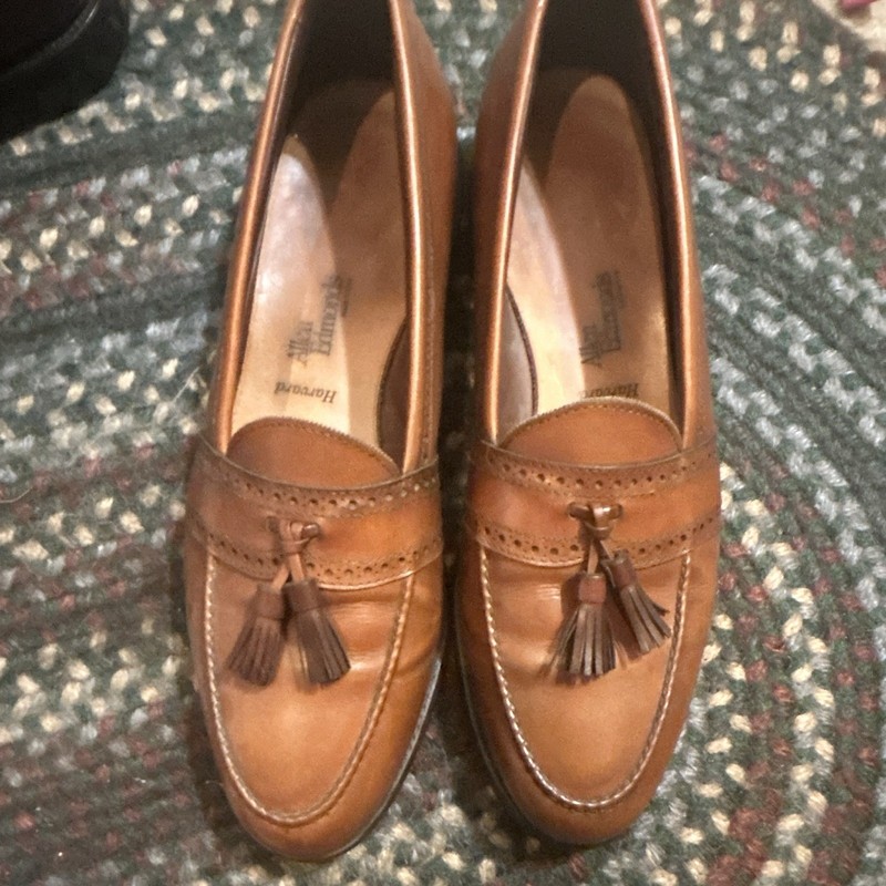 Allen Edmonds Brown Leather Slip-On Tassel Loafer Flats Almond Toe US 14 B