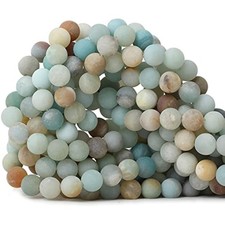 45PCS 8mm Natural Colorful Frosted Amazonite Gemstone Round Loose Bead