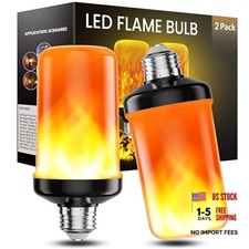 LED Flame Light Bulbs, 4 Modes Flickering Light Bulbs with Upside Down 2 Pack