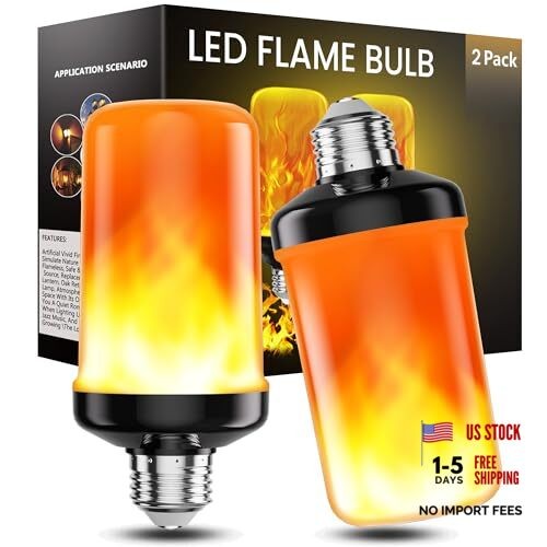  LED Flame Light Bulbs, 4 Modes Flickering Light Bulbs with Upside Down 2 Pack - Picture 1 of 7