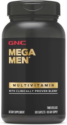 GNC Mega Men Multivitamin 180 Caplets Daily Vitamin Supplement EXP 03/27 NEW