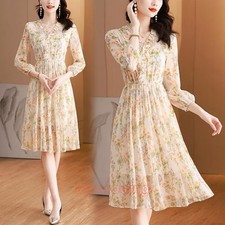 Office Midi Dresses for Women Small Medium Large Size 6-14 Long Sleeve Floral