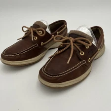 Sperry Top Sider Bluefish 2 Eye Leather Brown Tan Plaid Size 6.5 Women's