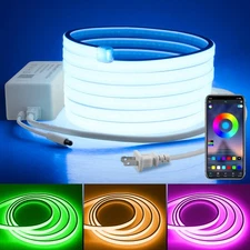 110V Bluetooth RGB Cob LED Strip Light 10 Ft Multicolor Dimmable Flexible LED...