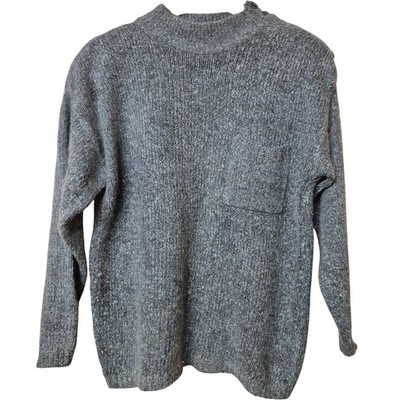 IOCO Damen Pullover Gr. L Grau Strick Seidenmischung Knopfdetail