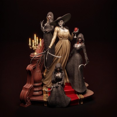 Lady Dimitrescu Sisters - Unpainted 3D printed resin model kit