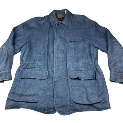 Hickey Freeman Men's 100% Linen Unstructured Sport Blazer/Jacket   Italy   Large
