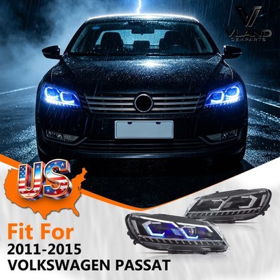 Pair Full LED Projector Headlights For VW Passat 2011-2015 w/Start up Animation