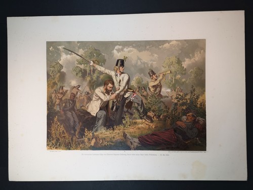 Grosse Lithografie v. 1862. Lieutenant Colny rettet Graf Wellersheim, 20. Mai 18 - Picture 3 of 3
