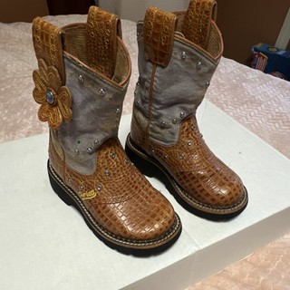 Stivali western Ariat bambini marrone grigio blu fiori strass accenti taglia US 9