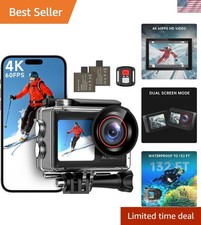 4K60FPS 30MP Action Camera with Front LCD and Touch Rear Screens, Underwater ...
