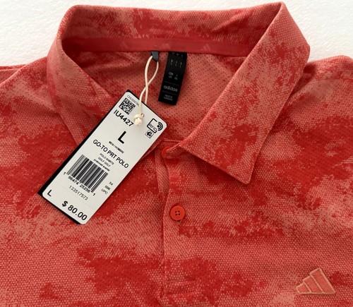 ADIDAS GOLF new $80 Men's GO TO PRINT Cotton Polo Shirt scarlet red size L #23 - Picture 2 of 3