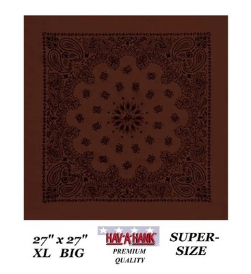 Hav-A-Hank BIG SIZED XL BROWN PAISLEY 27''BANDANA Face Mask Head Wrap Neck Scarf