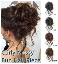 Curly Real as human Messy Bun Hair Piece Scrunchie Updo Natural Hair Extensions