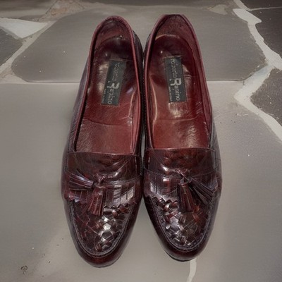 Roberto Rapino tassel loafers Men's 7M Burgundy leather Excellent condition 