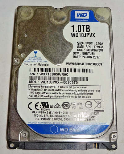 WESTERN DIGITAL ***WD10JPVX*** 1.0TB*** SATA HDD Notebook 2,5 Zoll #NFP1360