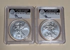 Lot of 2 2012 W $1 Silver Eagle PCGS MS70 First Strike John M Mercanti Signature