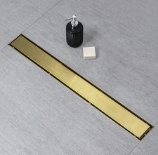 Linear Shower Drain, Gold Shower Drain 24 inch with 2 in 1 Tile Insert Flat...