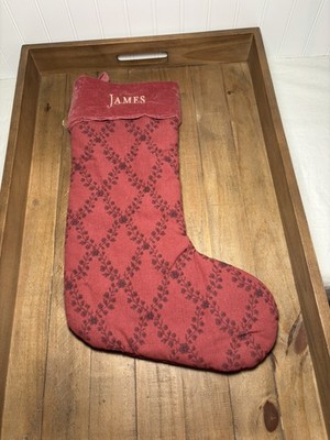 Pottery Barn Kids CLJ Stocking ~ Red Lattice/ Red Cuff ~ James ~ Read