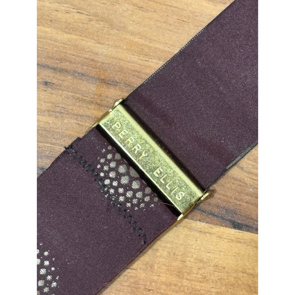 1990s Vintage Aubergine Suspenders with Leather Braces by Perry Ellis - Image 2 of 4