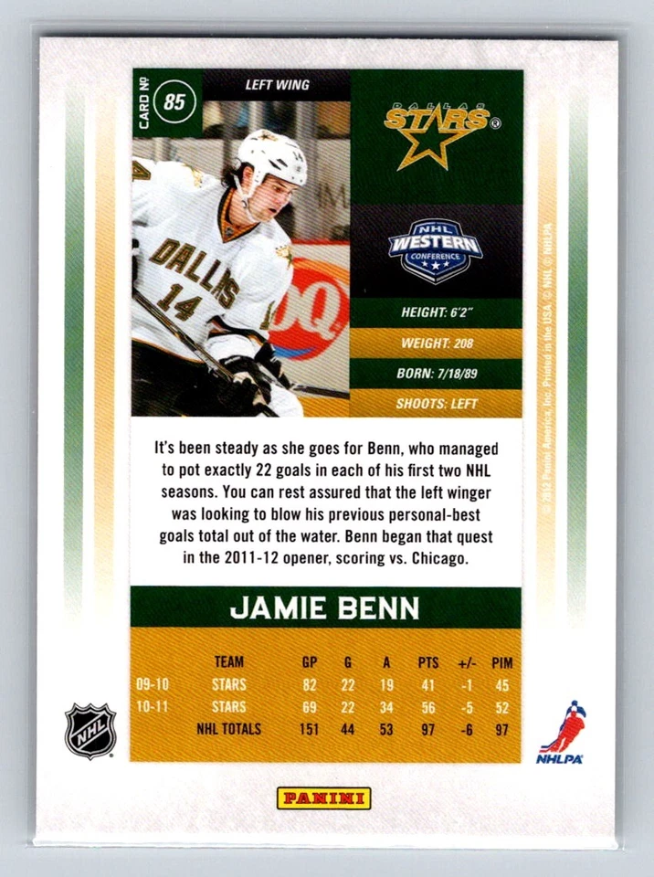 2011 Panini Contenders #85 Jamie Benn Dallas Stars - Image 2 of 2