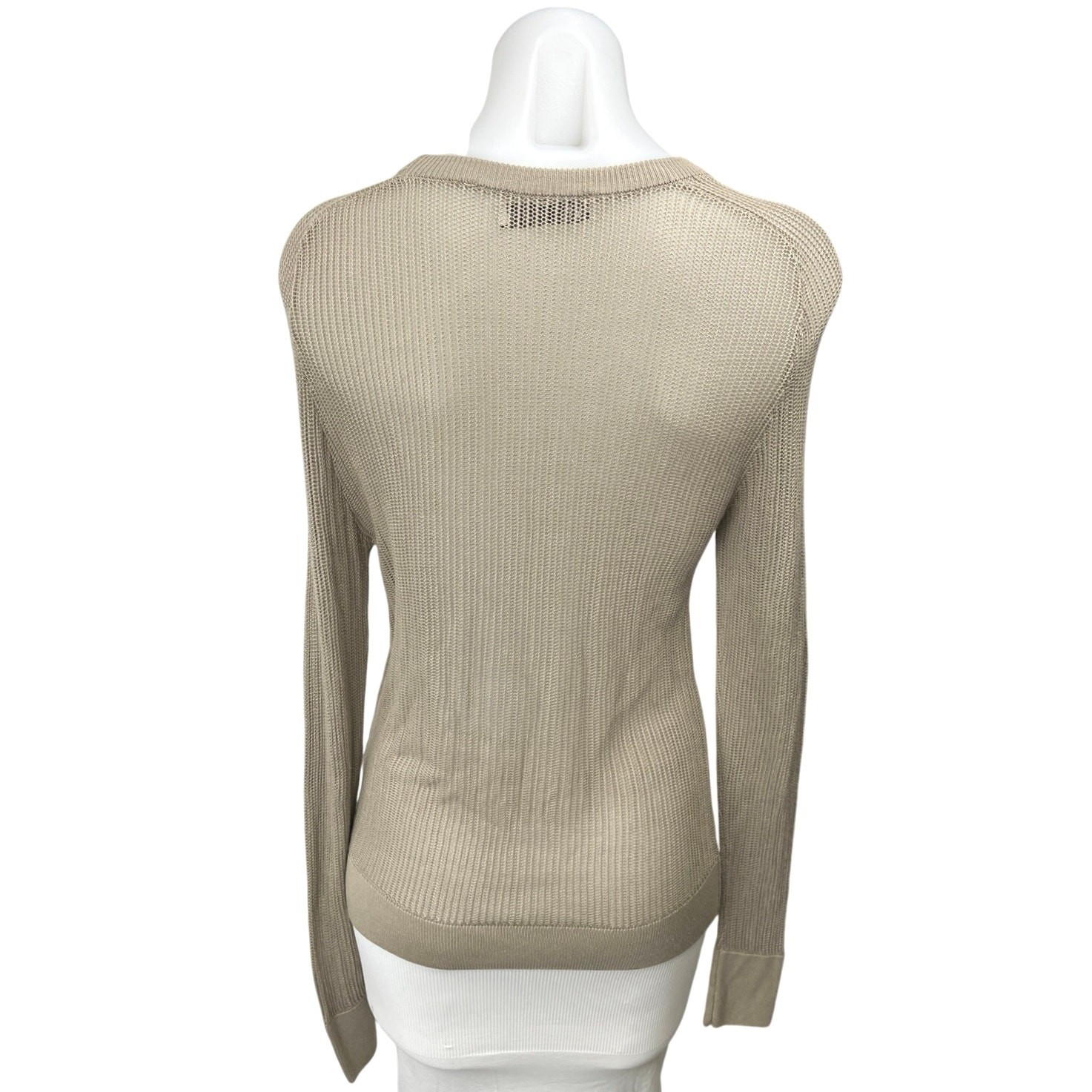 Zara Women's Beige Long Sleeve Round Neck Semi Sheer Pullover Sweater Top Size S thumbnail 2