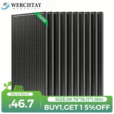 #ad #ad 12V 100W 200W 300W 400W 1000W Monocrystalline Solar Panel Home RV Off Grid Power $46.59