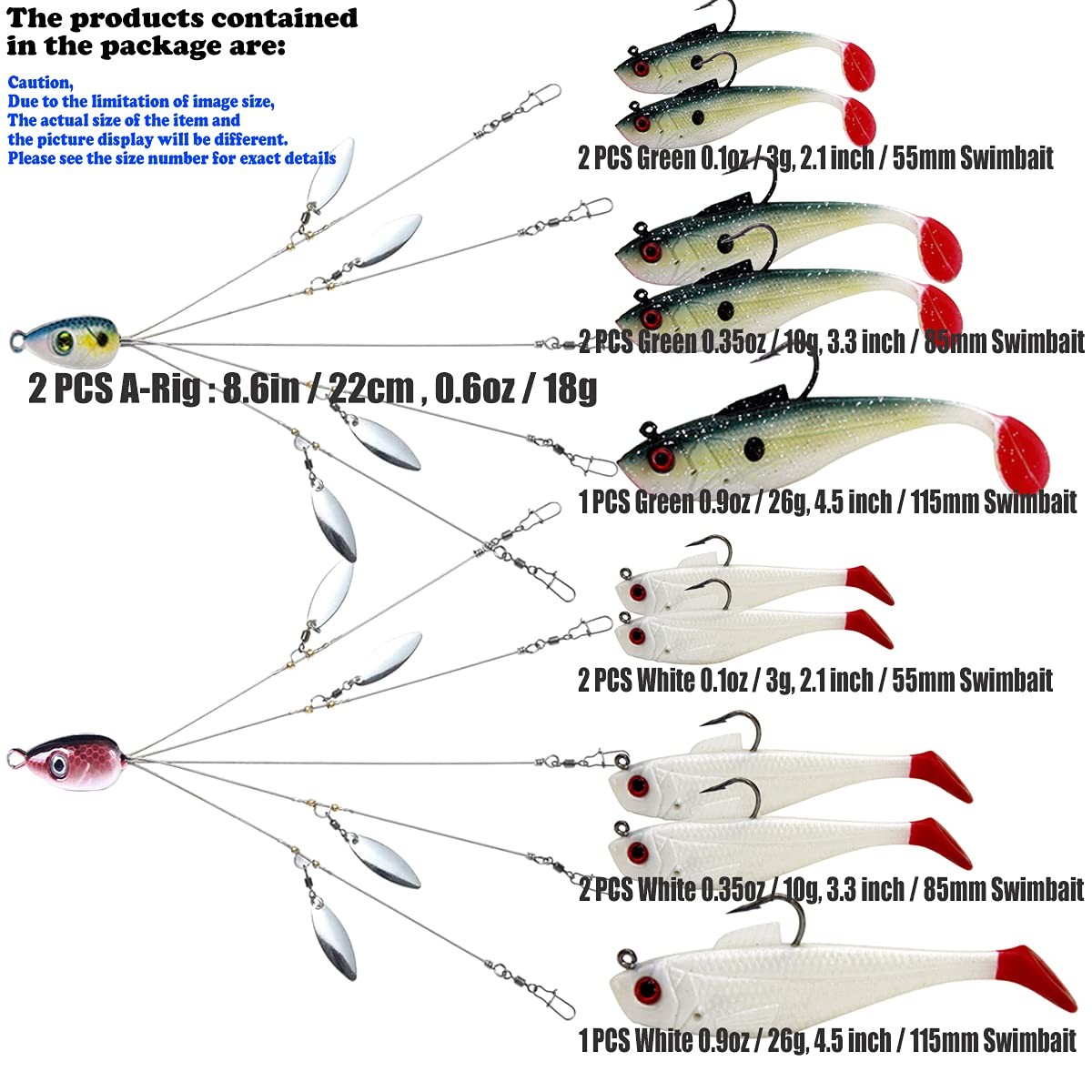 Alabama Boat Trolling Rigs for Bass Crappie Striper, 5 Aarms A-Rig Fishing Lu... - Image 2