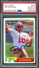 Joe Montana Signed 1981 Topps RC 216 San Francisco 49ers PSA 6 Sig 10 PSA/DNA