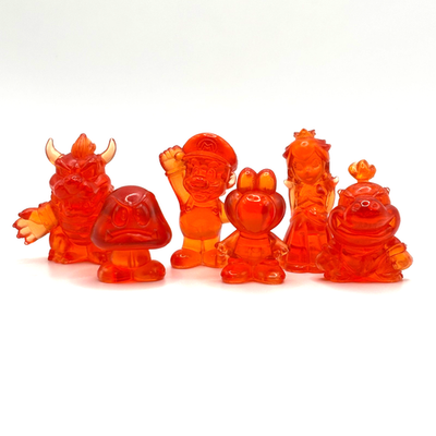 #ad Super Mario Clear Red Translucent Mini Figure 6pc Set Bowser Yoshi Peach Jr $49.98