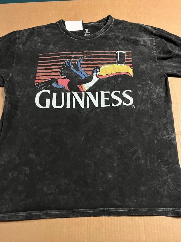Guinness Beer Toucan Bird 领带染料仿旧黑色 T 恤 XL Stout Lager 都柏林 — 第 3/4 张图片