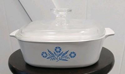 Corning Ware A-2-B Baking Casserole Dish Blue Cornflower 2QT with A-9-C Lid