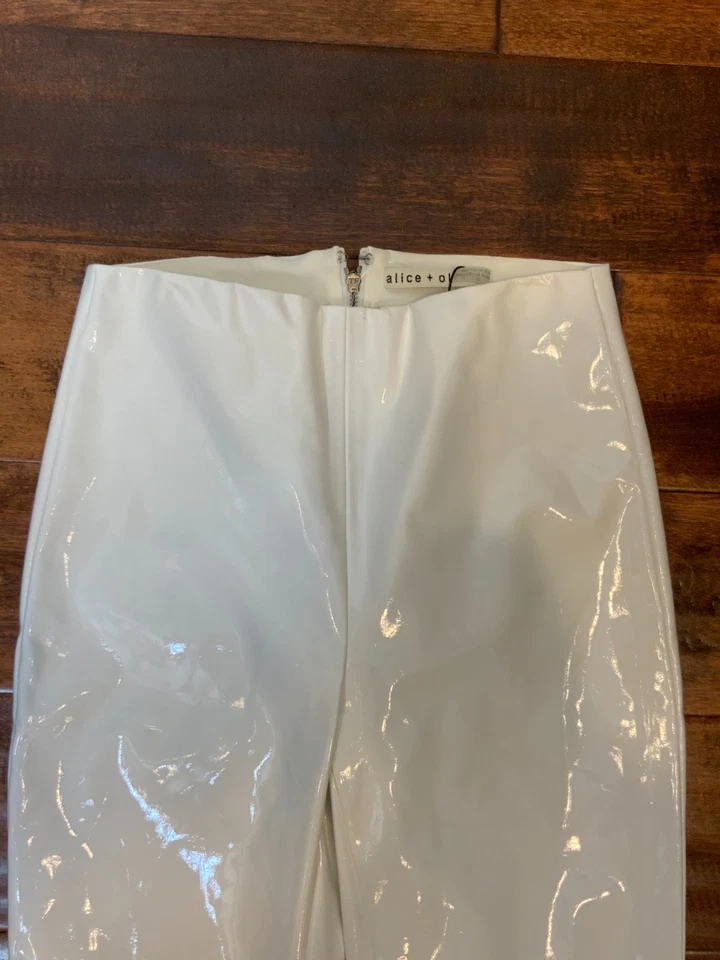 Pantalones Legging Alice + Olivia Off White Maddox Cuero Vegano $195, Talla 0 Nuevos con Etiquetas Foto 3 de 4