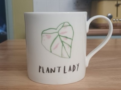 Herzogin Fine Bone China '' PLANT LADY '' Roman Design Kaffeebecher