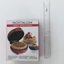 Nostalgia My Mini Waffle Maker 5" Cooking Surface, Brand New Factory Sealed, Red