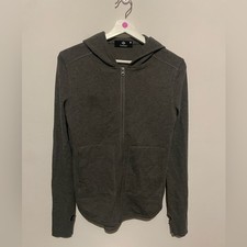 Gray Hooded  zip up waffle knit light weight Sweatersize Xs