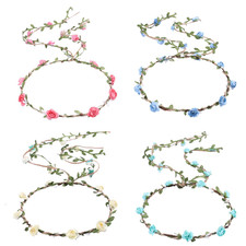 4 Pcs Flower Crown Floral Wreath Headband Floral Garland Headbands Bohemian Styl