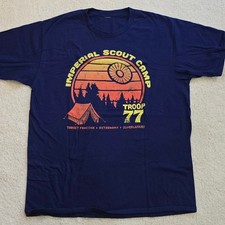 Imperial Scout Camp Troop 77 Retro Graphic Tee Sz XL Navy Star Wars Inspired
