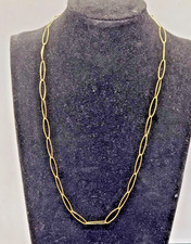 14K Solid Yellow Gold Filled Textured Paperclip Chain Necklace 19 inch 5 mm