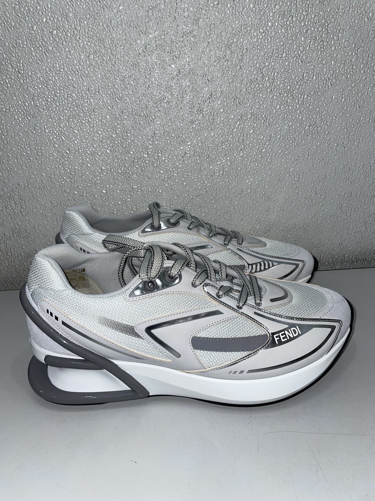 Fendi First 1 Leather Paneling Low-Top Sneaker Women's US 10, White/Grey thumbnail 4